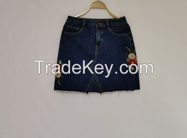 women's embroidered jeans skirt