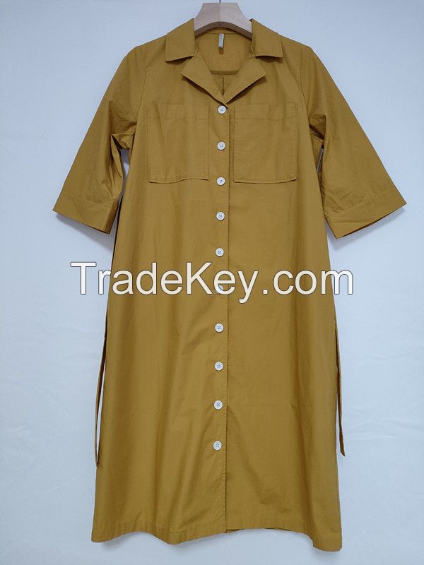 100% cotton women's shirt dress 