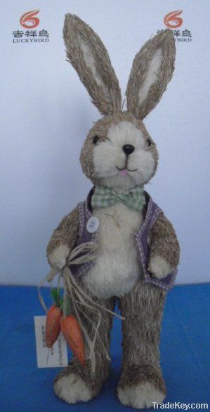 straw standing male rabbit w/carrot, nat