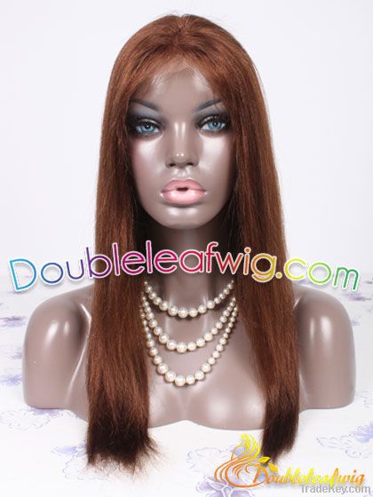 silk strairht brown long indian virgin hair full lace wig