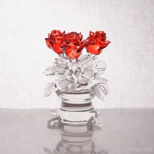 Hand made glass roses in a vase