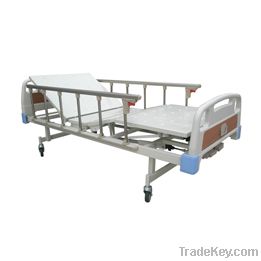 Double manual crank care bed