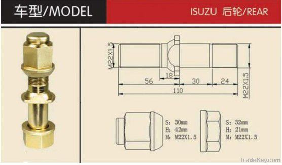 Wheel  hub bolt for Isuzu truck