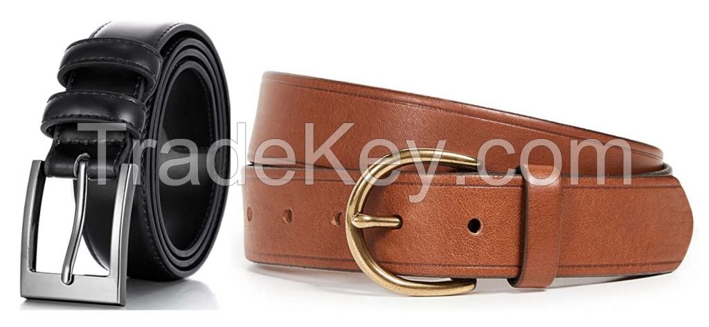 Men and women Genuine Leather Belt with Single Prong Buckle