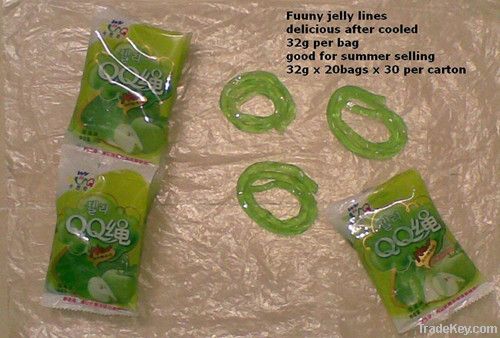 line shape jelly candy/pudding apple flavor