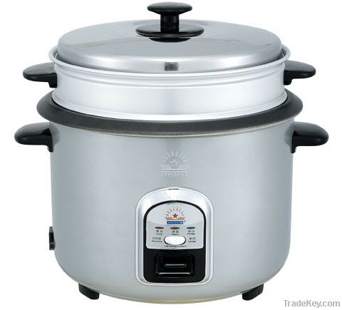 Durable Cylindrical Rice Cooker and Food Steamer