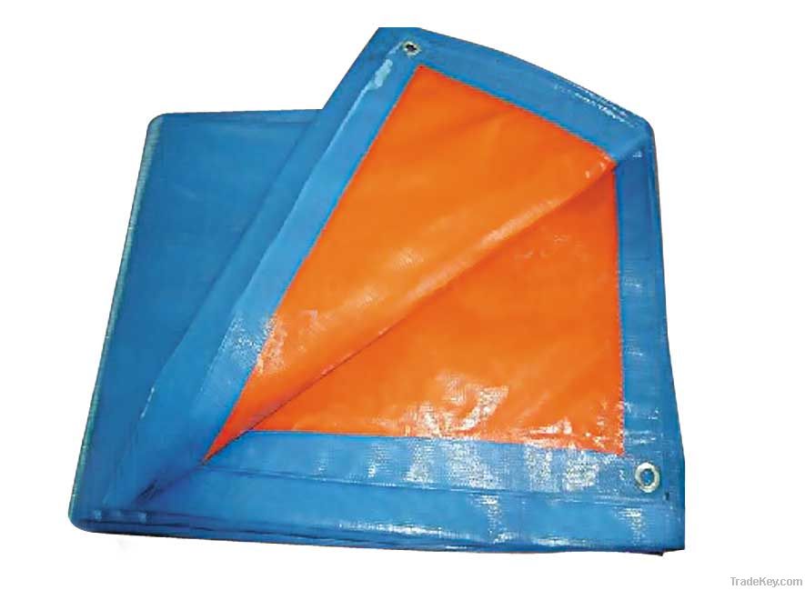 PE Awning Tarpaulin with eyelet - blue and orange color