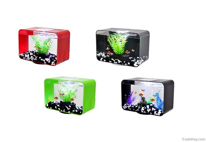 Acrylic Smart Filtration LED Lighting Mini Aquarium (MF-0450)
