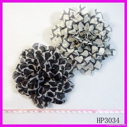 Leopard chiffon rosette hair accessory