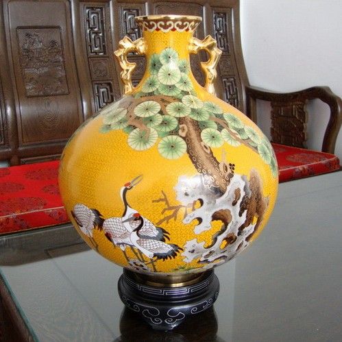 Chinese China Cloisonne Bronze Copper Enamel Vase