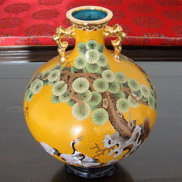 Chinese China Cloisonne Bronze Copper Enamel Vase