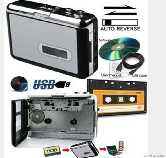 USB cassette and tape converter to iPOD MP3 CD portable player