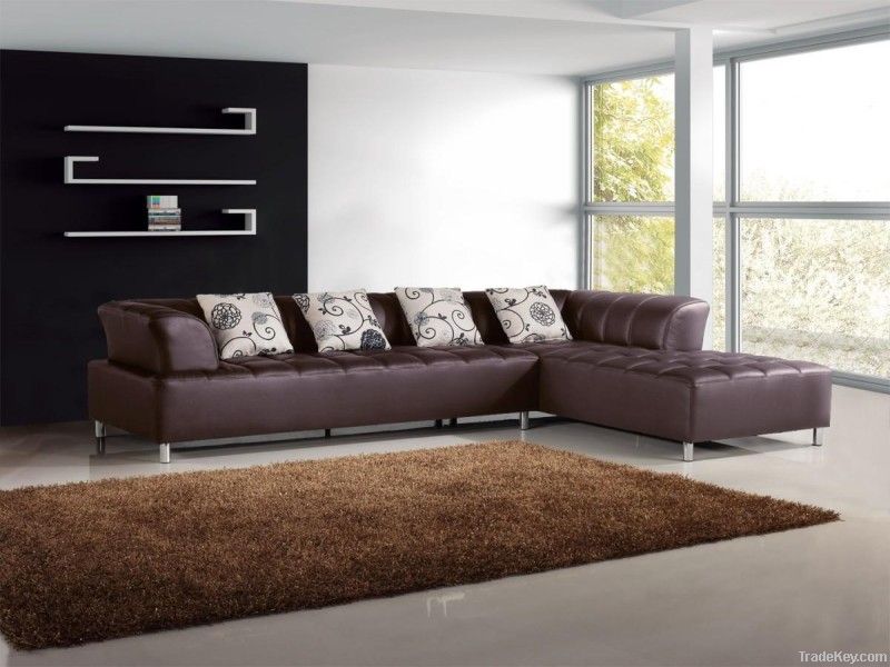 high-grade elegant modern living room sofa made by leather&fabric,