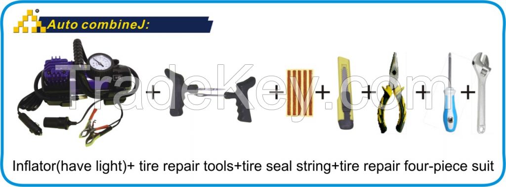 car emergency tools kit tyre inflator tire repair tools tire repair strip rubber string pliers spanner screwdriver