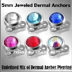 micro dermal anchors body piercing jewelry with crystal tone