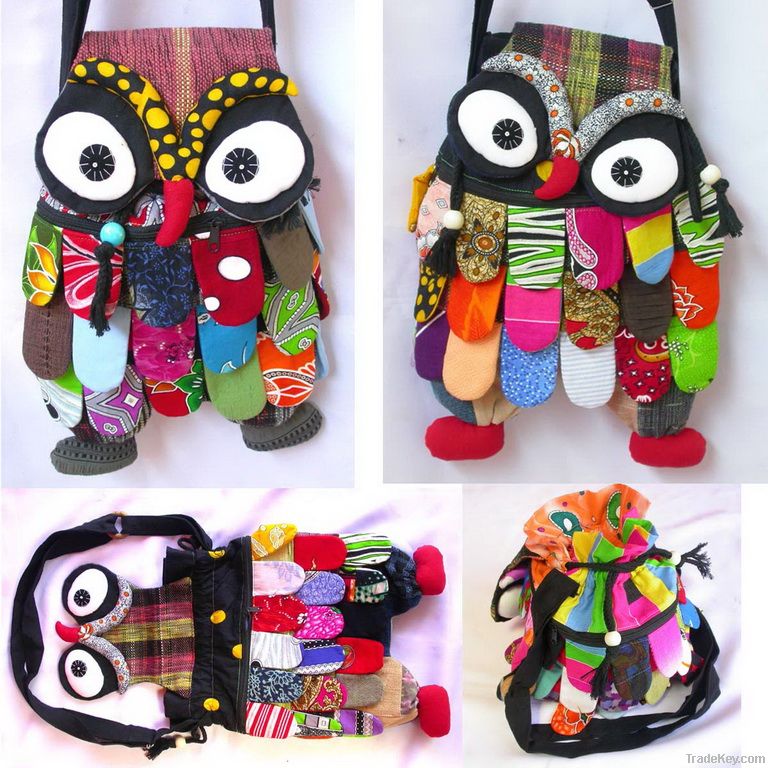 Thai Handmade Patchwork Owl Sling bag Shoulder bags Purse Wallet New