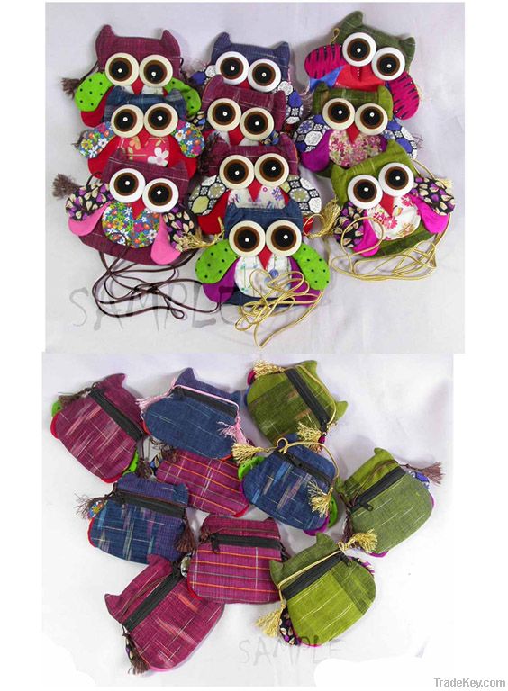 Hanging Bag Mini Zipper Owl Bag Purse Wallet Thai Handmade New