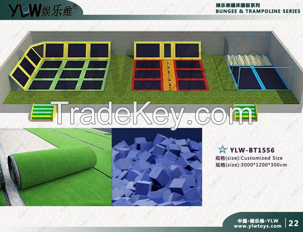 fitness sport trampoline, amusement trampoline park indoor trampoline park with basket and pool, combination jumping trampoline