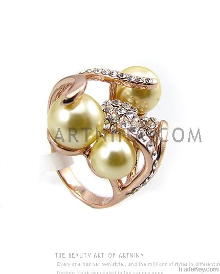 high quality alloy with 14k rose gold plated ivory white pearl flower