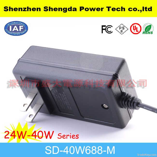40w high efficiency ac adapter with CE, CB, UL, ROHs