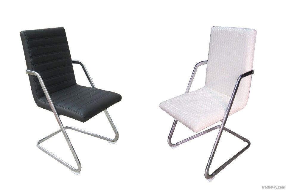 classic design black PU dining chair chrome tube