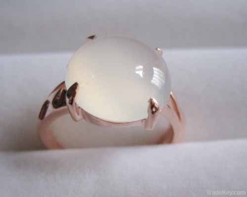 18k rose gold ring, moon quartz ring, gold jewelry, fine jewelry