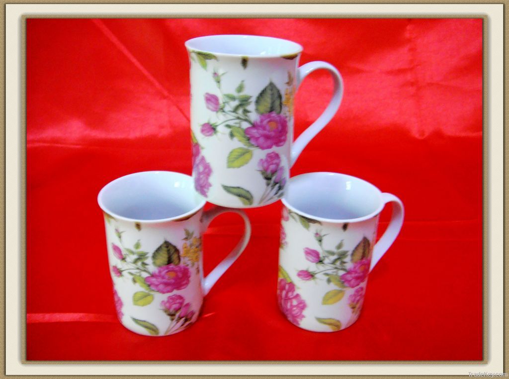 11oz straight porcelain mug with flower design