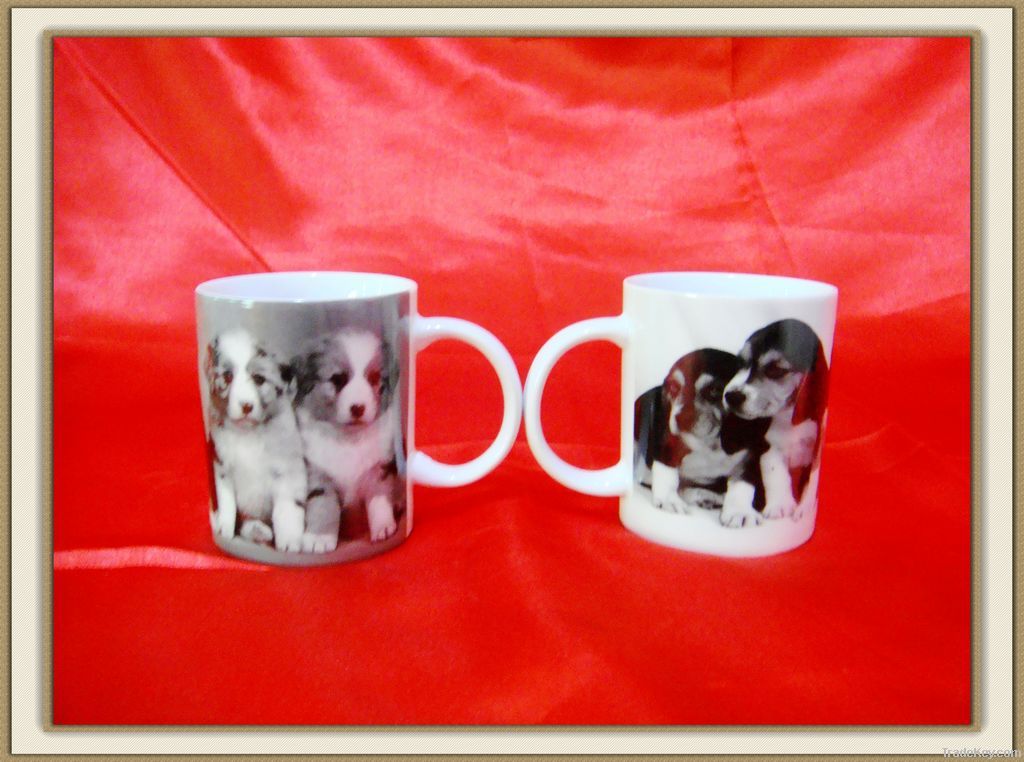 11oz milk porcelain mug with dog design