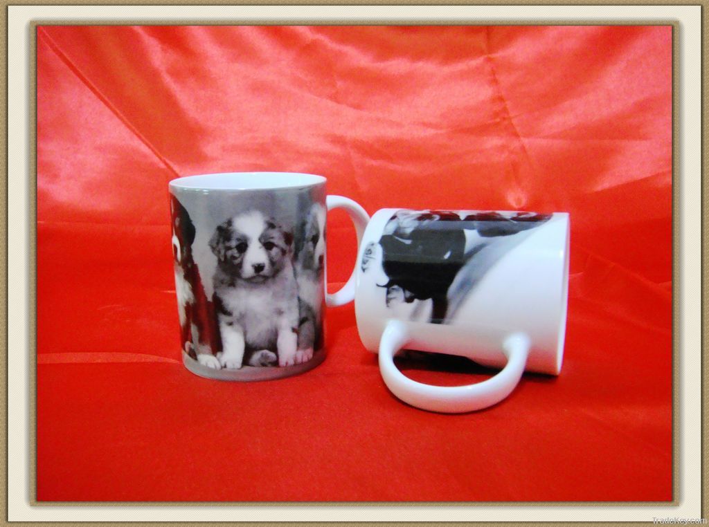 11oz milk porcelain mug with dog design