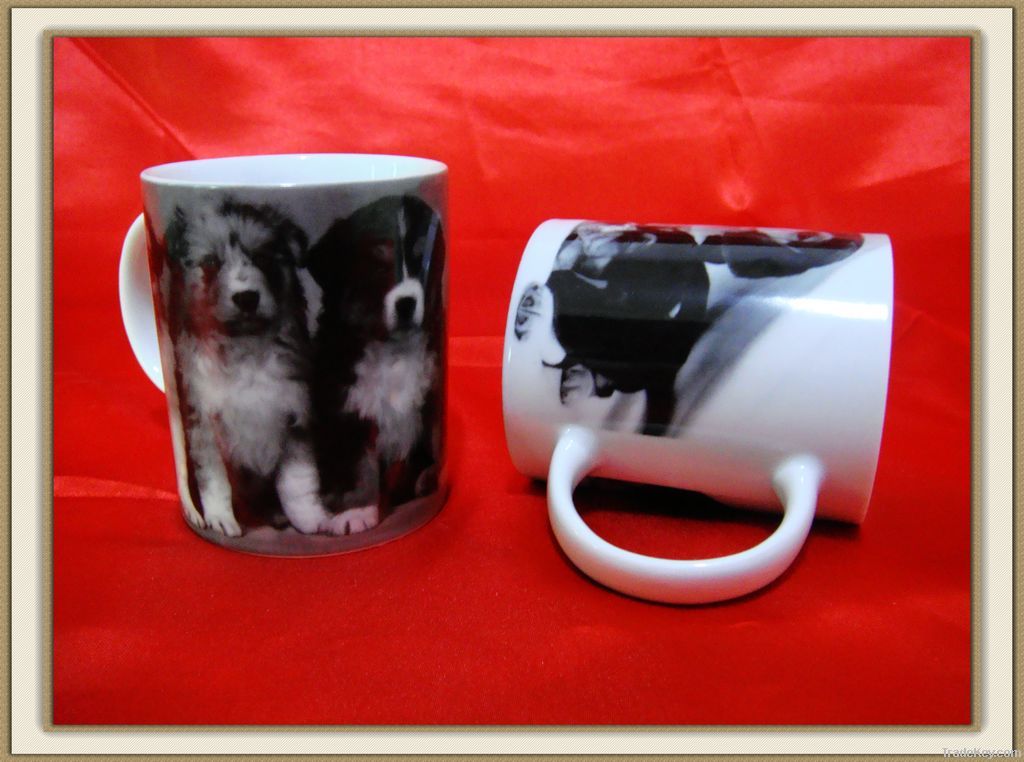 11oz milk porcelain mug with dog design