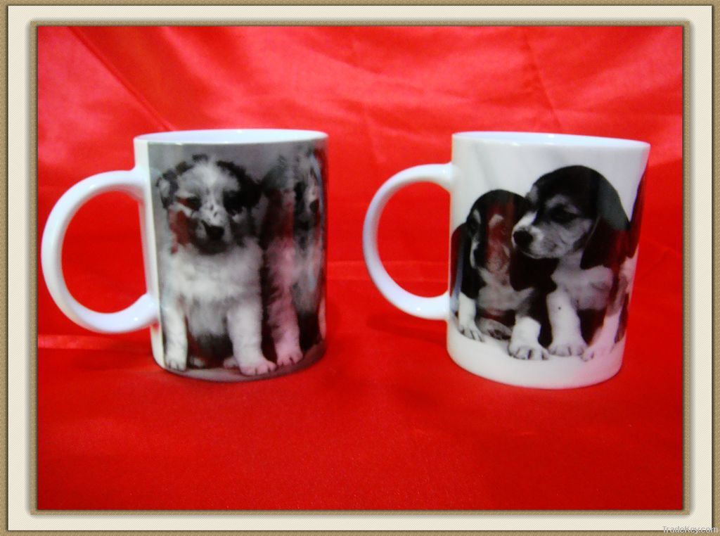 11oz milk porcelain mug with dog design