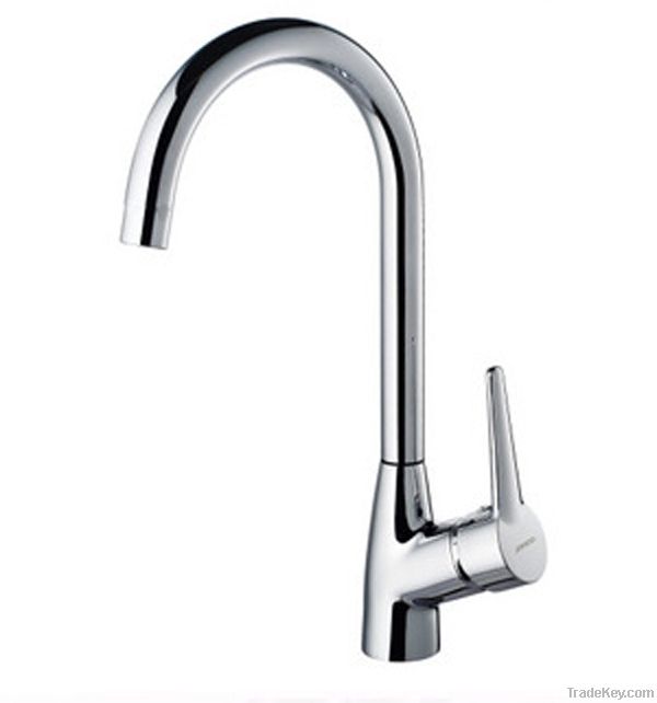 Single Handle Kitchen Sink Brass Faucet Brushed Chrome Spray Mixed Tap