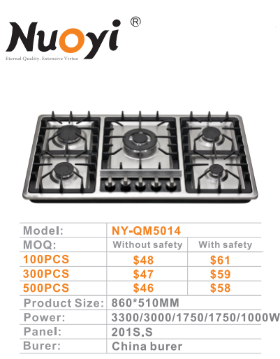 Built In Gas Stove/Gas Hob/five Burners Stove in stainless steel/Cook Top/Mid East market