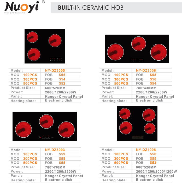 NY-DZ3005 built-in ceramic cooker/hob, infrared