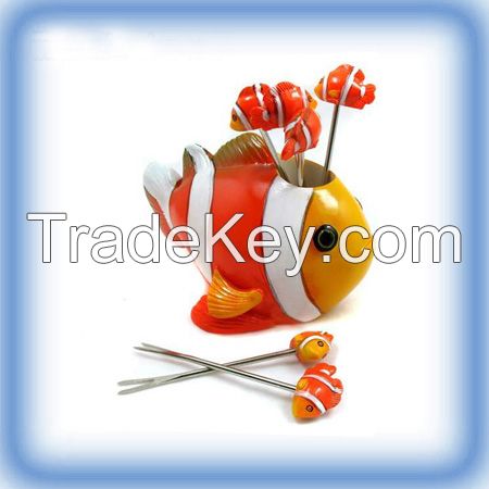 Resin craft fruit fork with resin handle 