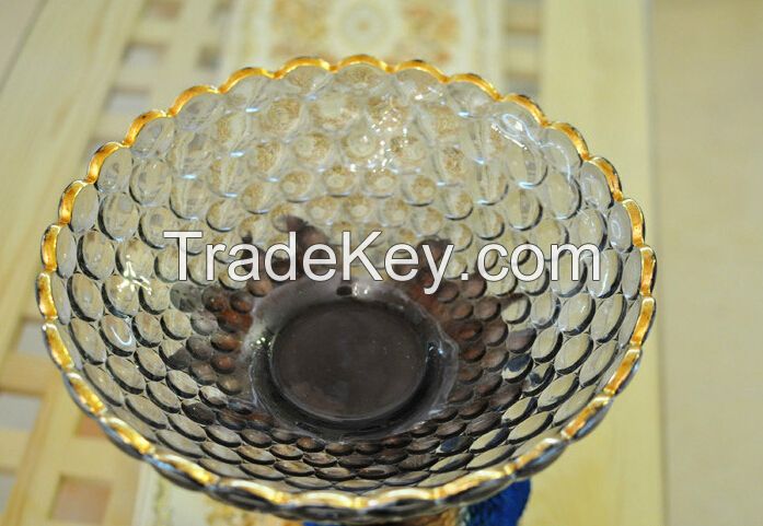 Home decoration resin craft fruit plate crystal glass and poyl