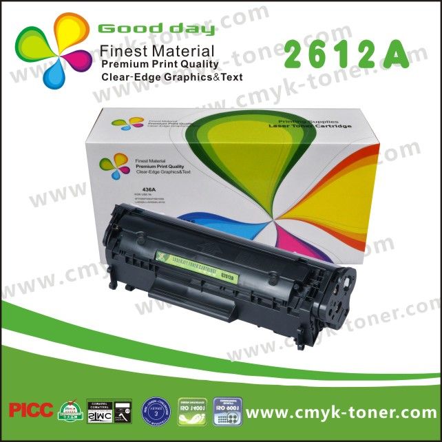 Compatible Toner cartridge hp q2612a, cartucho hp 12a toner for hp laser printer 1010 / 1012