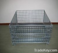 folded galvanized metal pallet cage, storage container