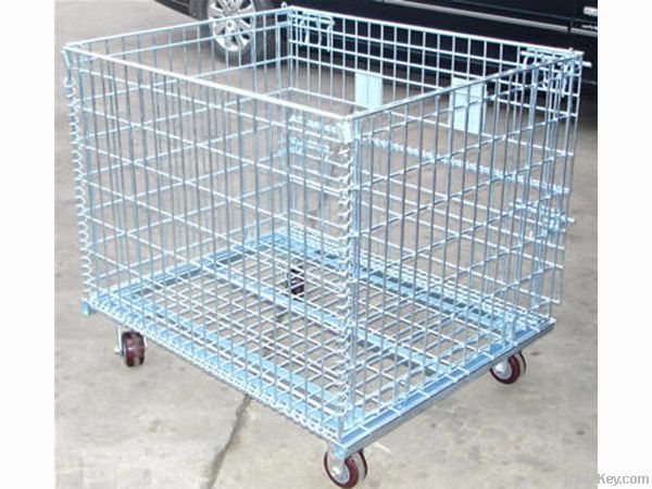 folded galvanized metal pallet cage, storage container