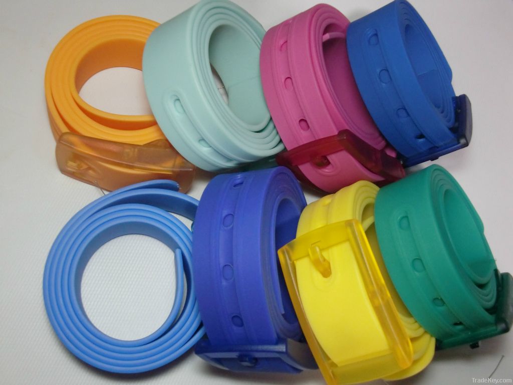 Skinny Silicone Belts with Plastic Box