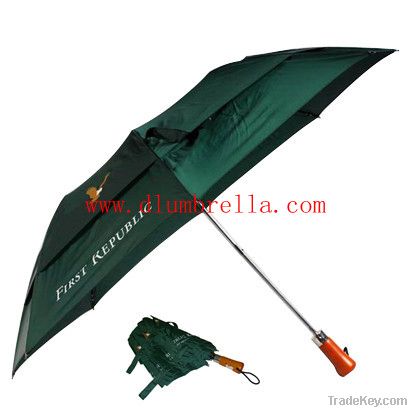 2 fold auto open umbrella with 2 layers wind-proof