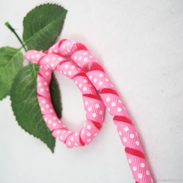 Dot printed curly ribbon / Polyester Korker ribbon