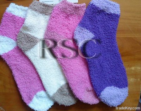 Girl's two colour micro fiber socks