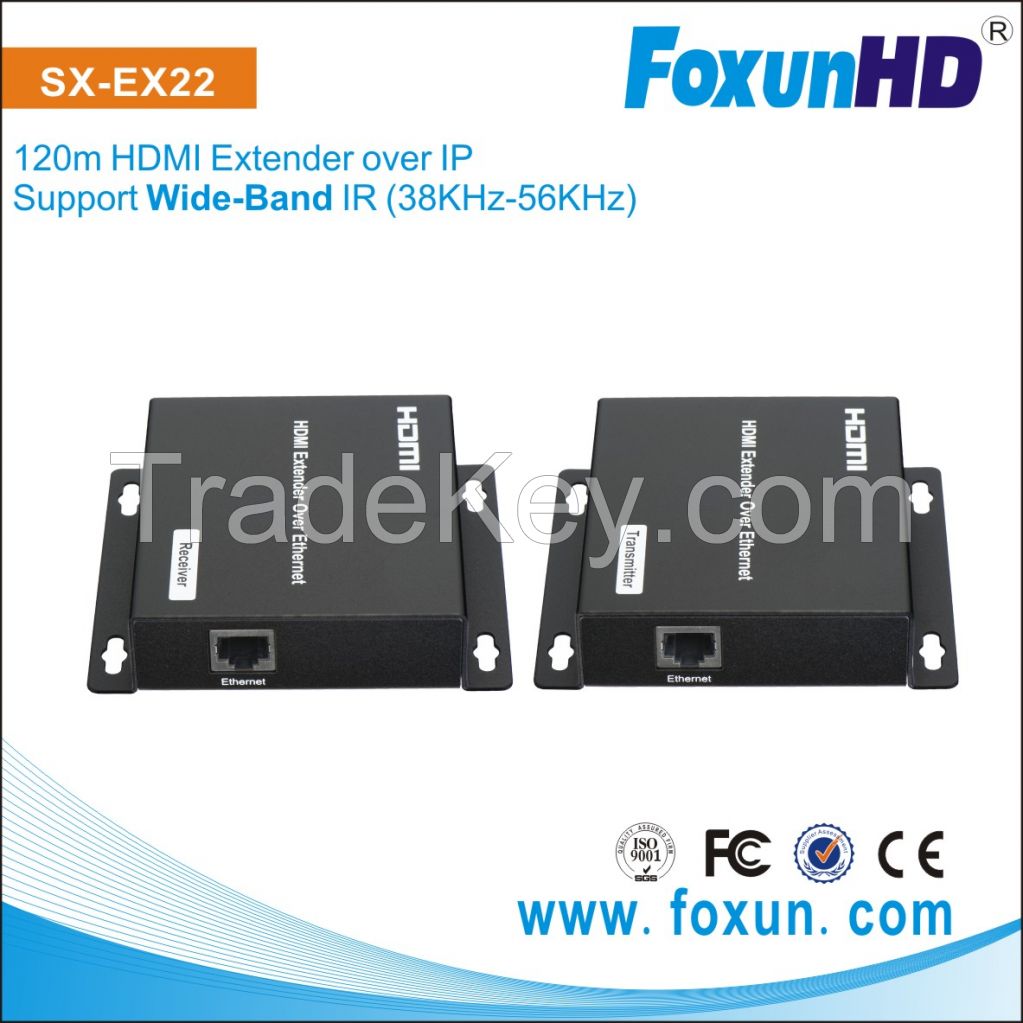 120m HDMI Extender over IP with Wide-band IR (38-56KHZ)