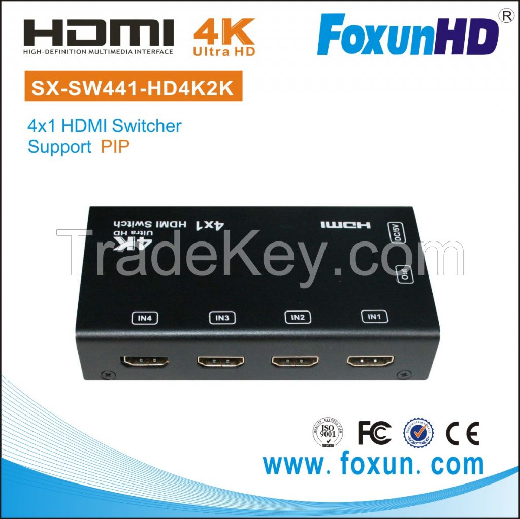 4x1 HDMI Switch support 4k with PIP (Picture in Picture)