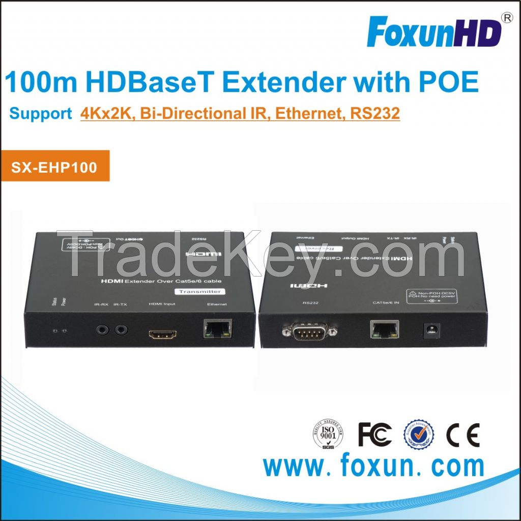 100m/328FT POE Extender with HDBaset tenology support Ethernet and RS232 pass through 