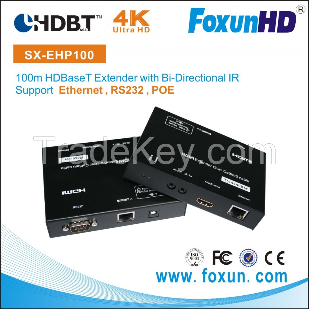 100m/328FT POE Extender with HDBaset tenology support Ethernet and RS232 pass through 