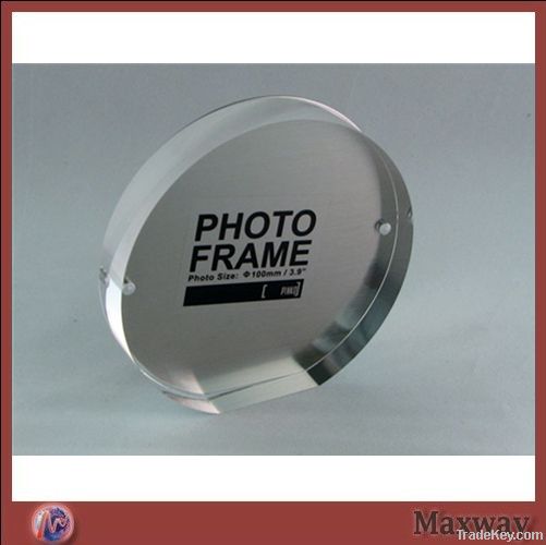 Round elegent transparent acrylic/lucite photo frame