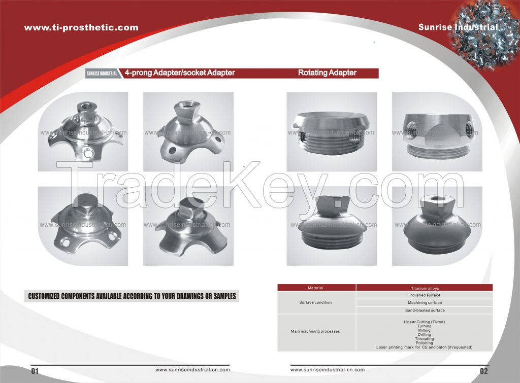 titanium prosthetic components for lower limbs