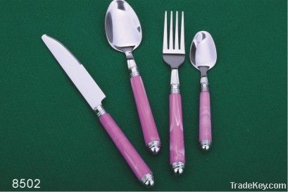 flatware set with plastic handle, cutlery with plastic handle, plastic